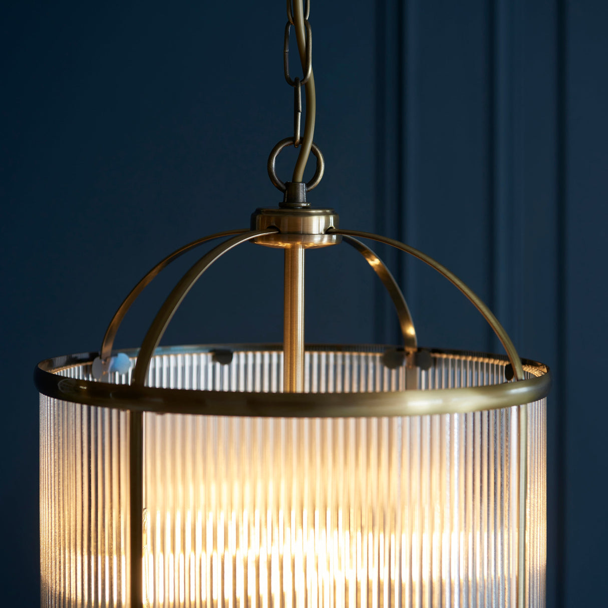 Amos Lambeth Ribbed 4lt Lantern Antique Brass – from Amos Lighting + Home