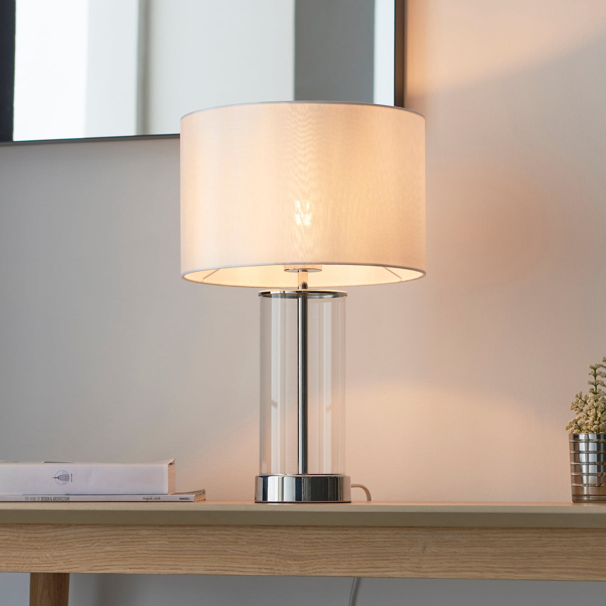 Amos Lessinar Touch Table Lamp Nickel Small – from Amos Lighting + Home