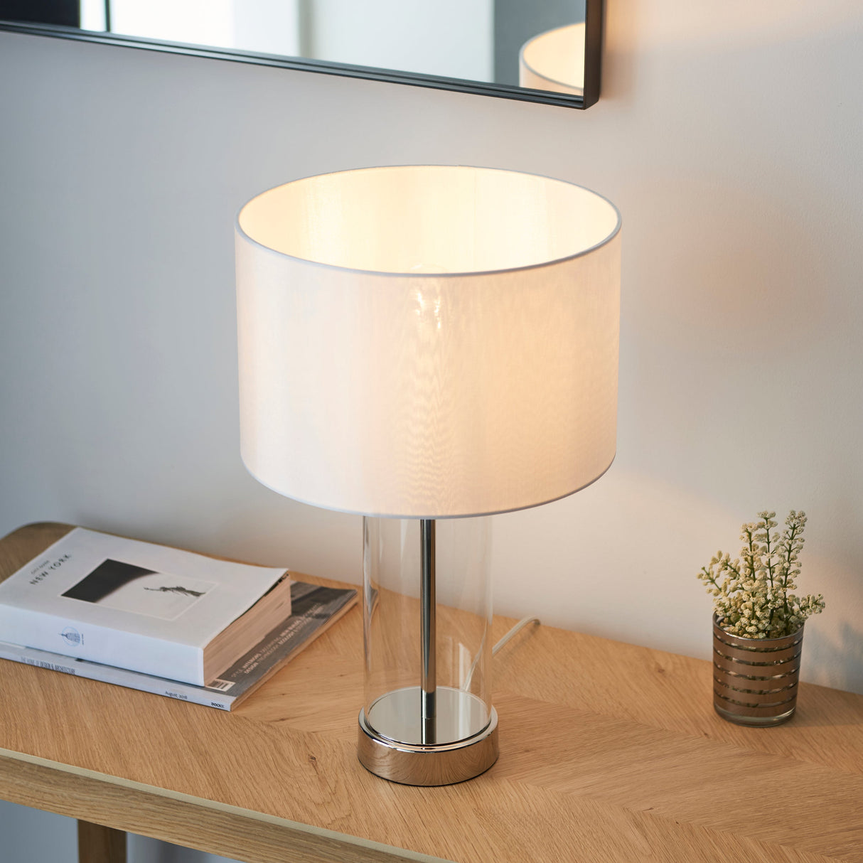 Amos Lessinar Touch Table Lamp Nickel Small – from Amos Lighting + Home