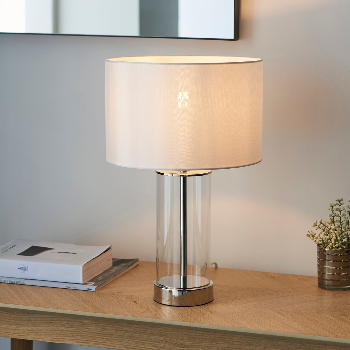Amos Lessinar Touch Table Lamp Nickel Small – from Amos Lighting + Home