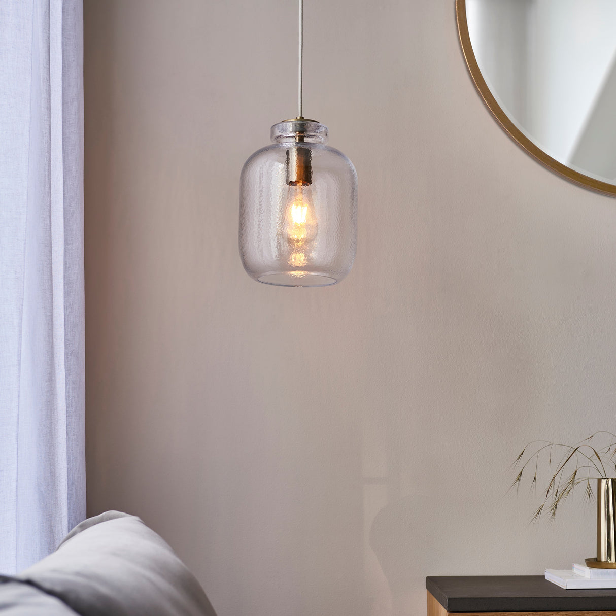 Amos Lyra Pendant Clear Textured Glass – from Amos Lighting + Home