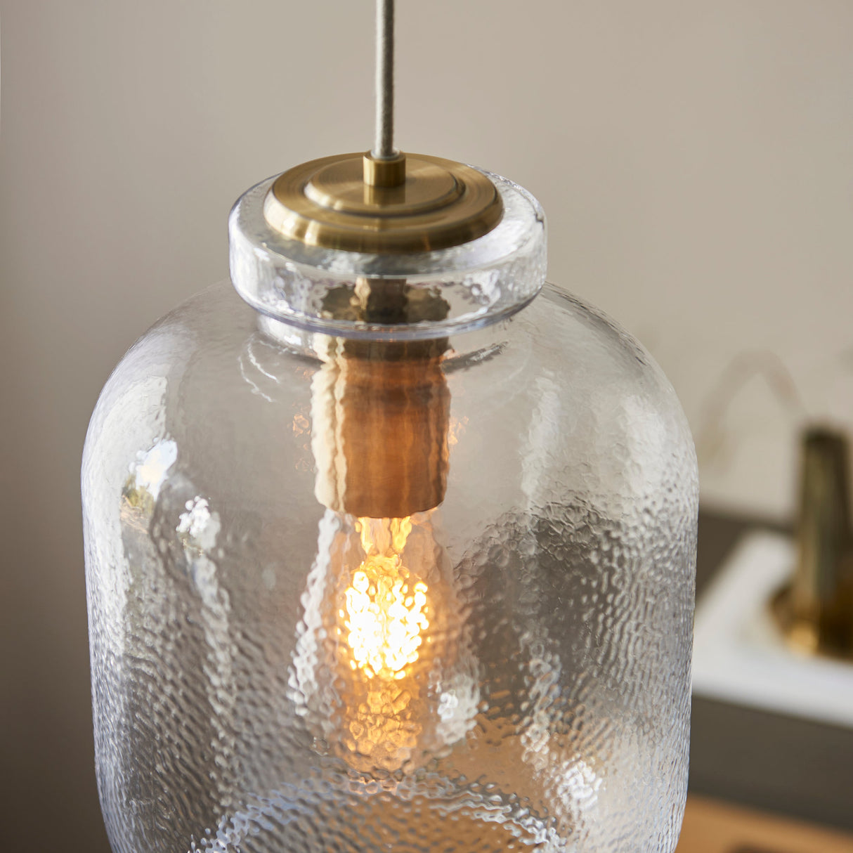 Amos Lyra Pendant Clear Textured Glass – from Amos Lighting + Home