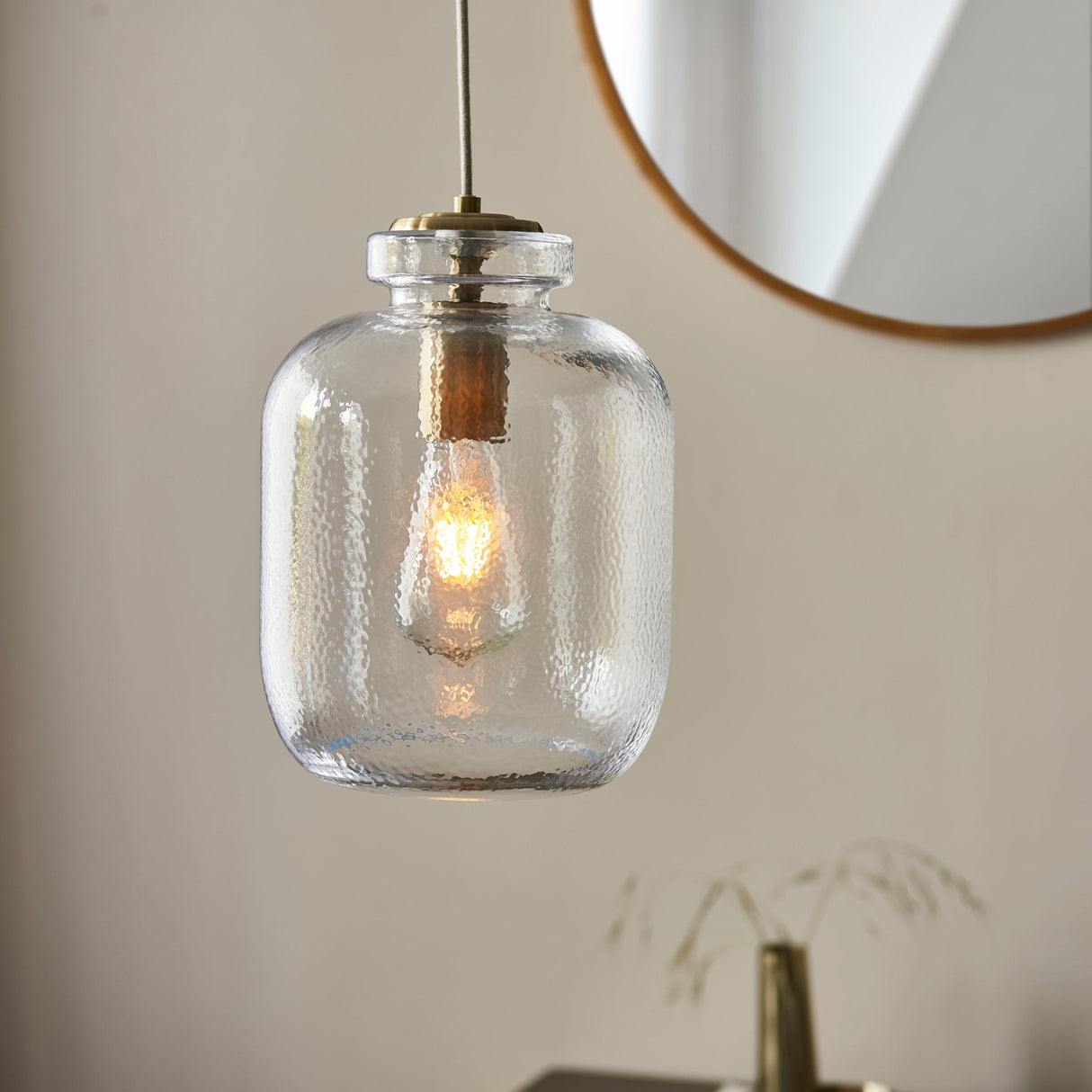 Amos Lyra Pendant Clear Textured Glass – from Amos Lighting + Home