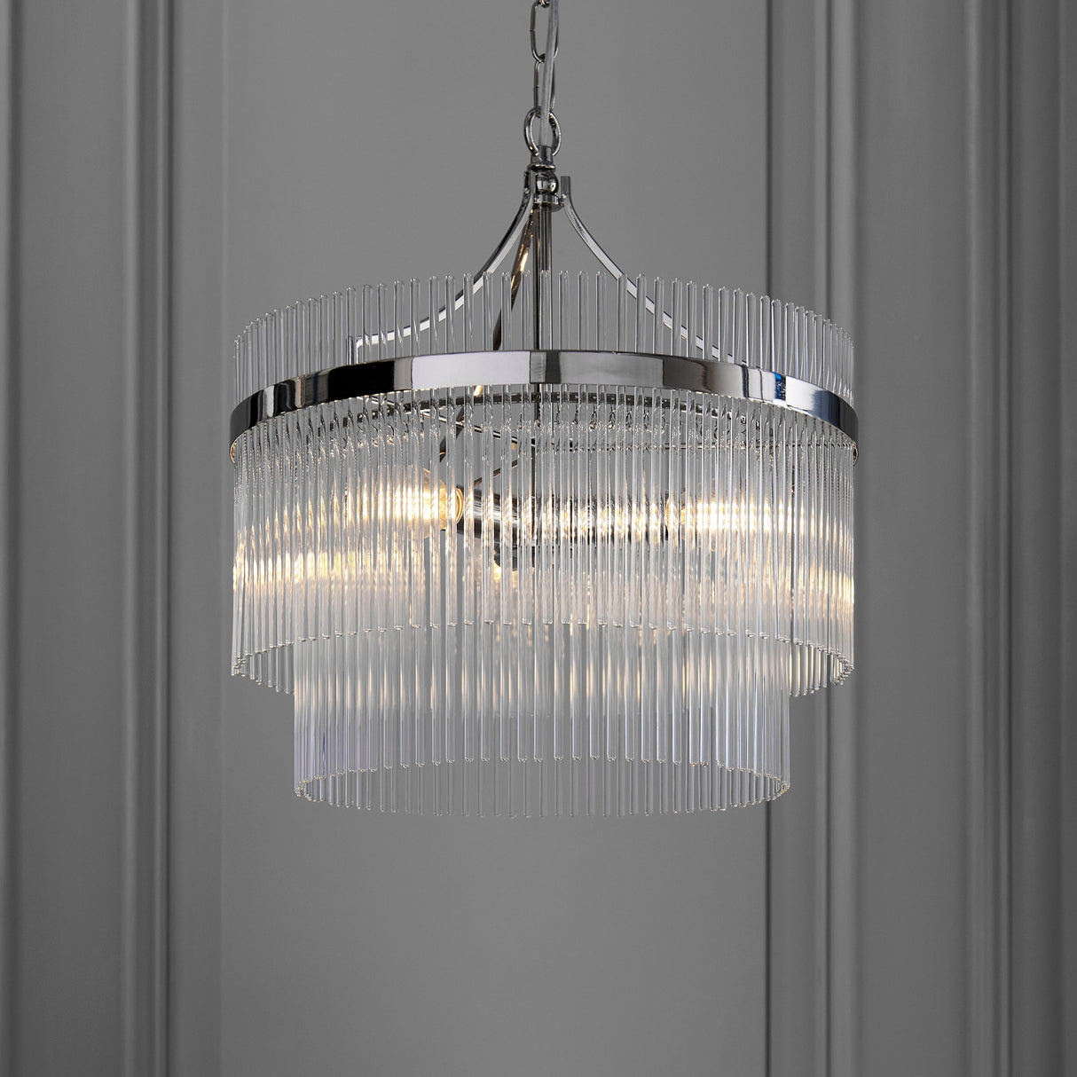 Amos Marietta 3lt Chandelier Bright Nickel – from Amos Lighting + Home
