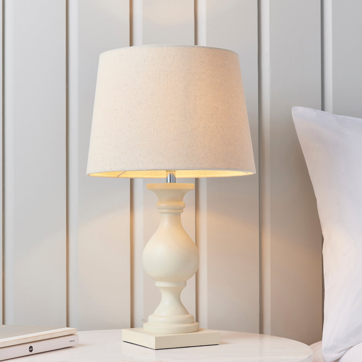 Amos Marsham Wooden Table Lamp Ivory – from Amos Lighting + Home