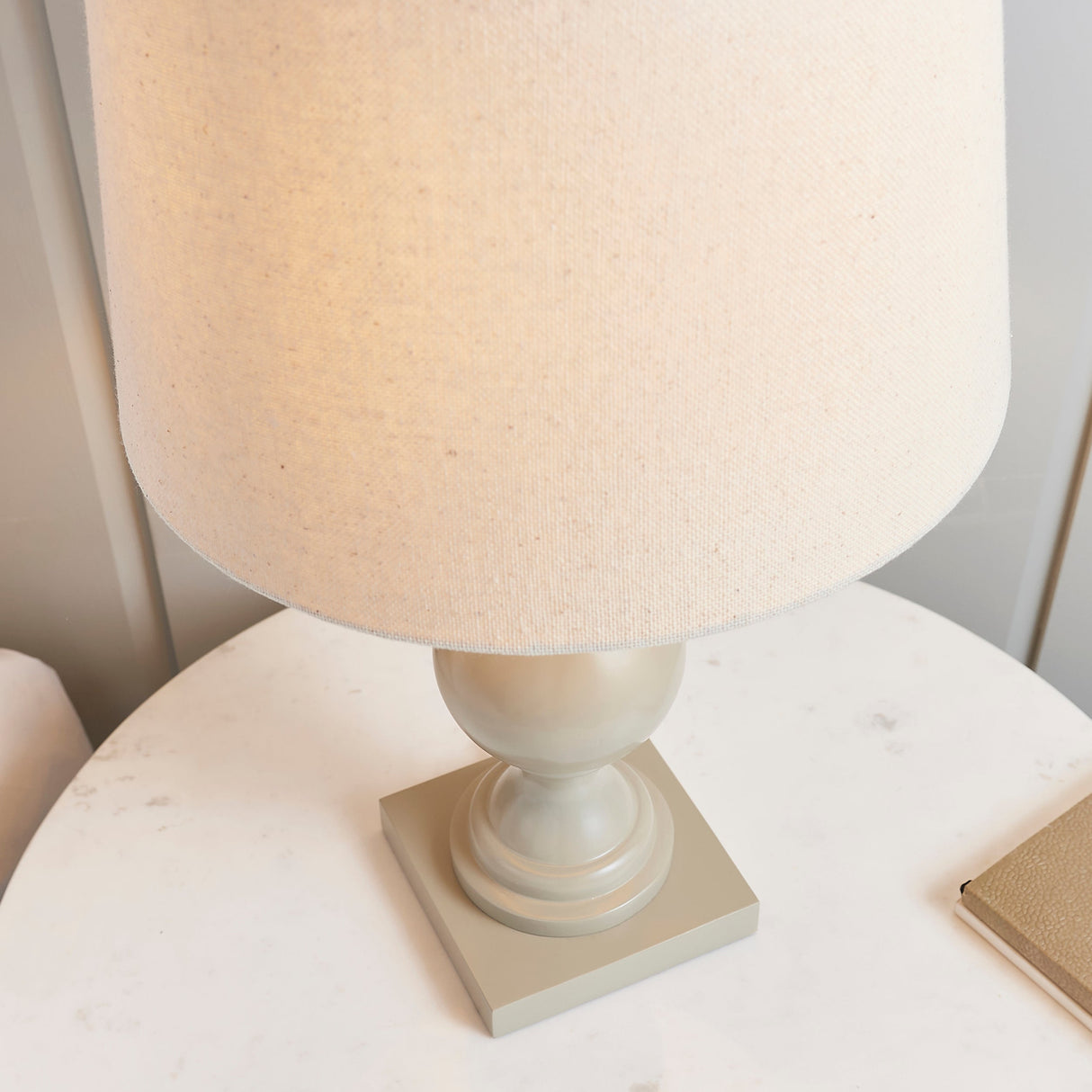 Amos Marsham Wooden Table Lamp Taupe – from Amos Lighting + Home