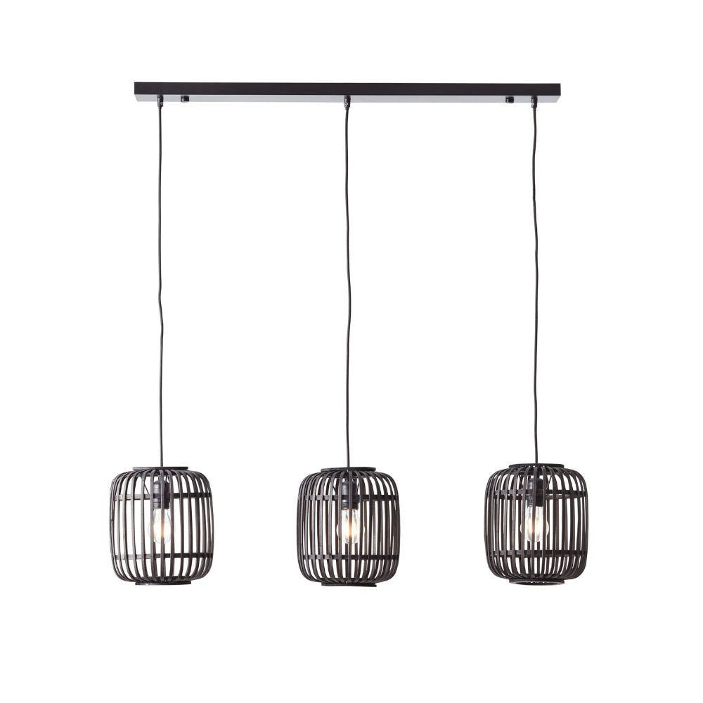 Amos Perranwell Bamboo 3 Light Pendant Bar Black – from Amos Lighting + Home