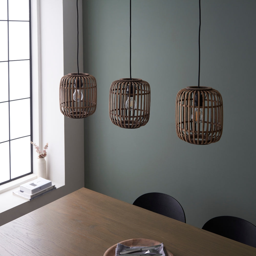 Amos Perranwell Bamboo 3 Light Pendant Bar Natural – from Amos Lighting + Home