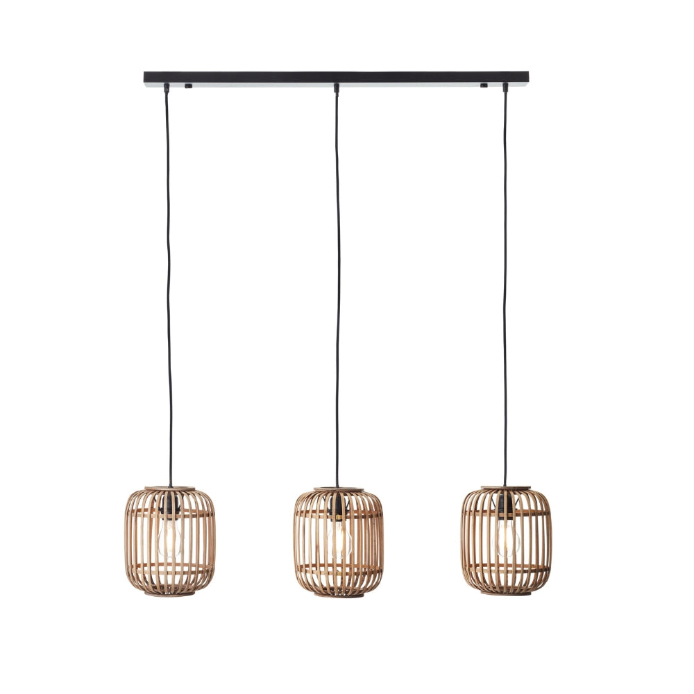 Amos Perranwell Bamboo 3 Light Pendant Bar Natural – from Amos Lighting + Home