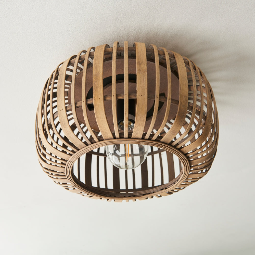 Amos Perranwell Bamboo Flush Ceiling Light Natural – from Amos Lighting + Home