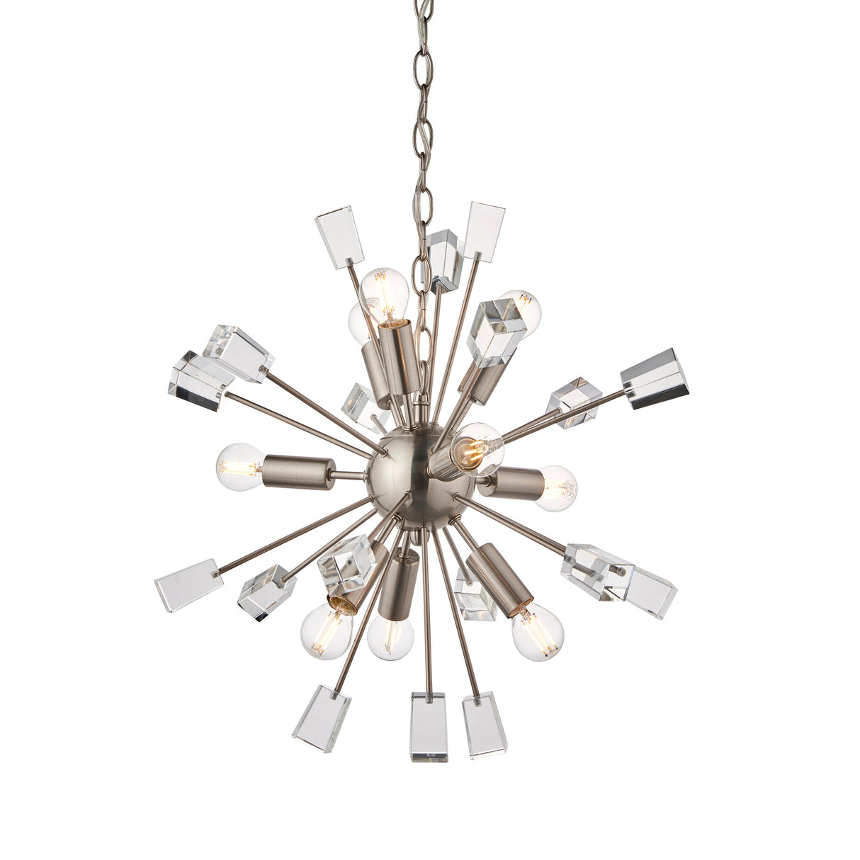 Amos Miro 9lt Chandelier Satin Nickel – from Amos Lighting + Home