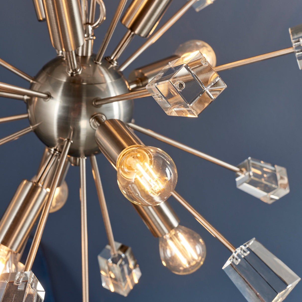 Amos Miro 9lt Chandelier Satin Nickel – from Amos Lighting + Home