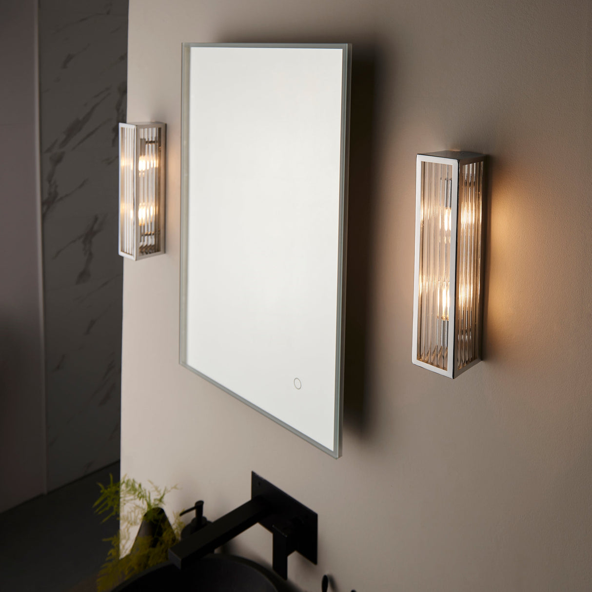 Endon Newham Bathroom Wall Light Ribbed Large – from Amos Lighting + Home