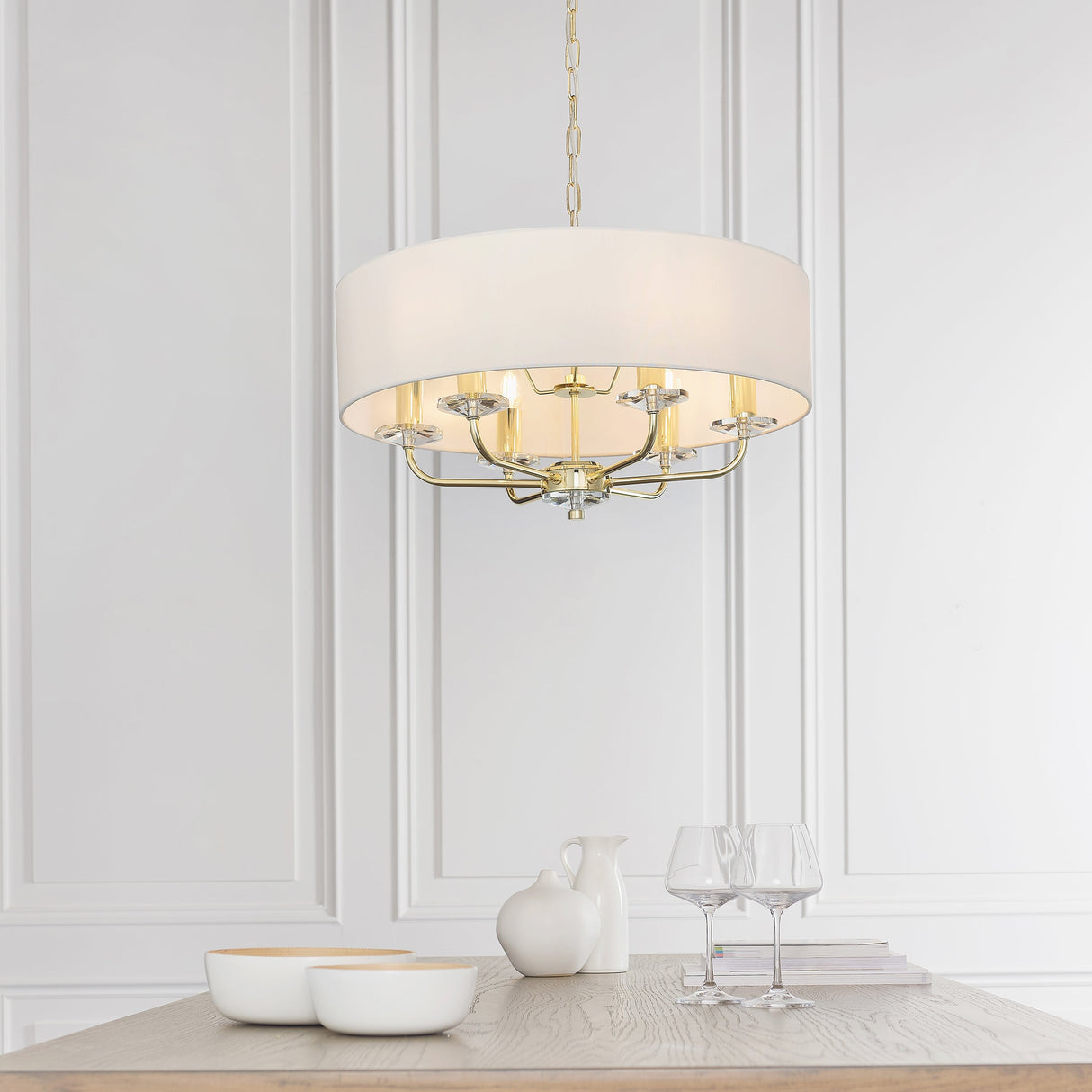 Amos Nixon 6lt Pendant Brass – from Amos Lighting + Home