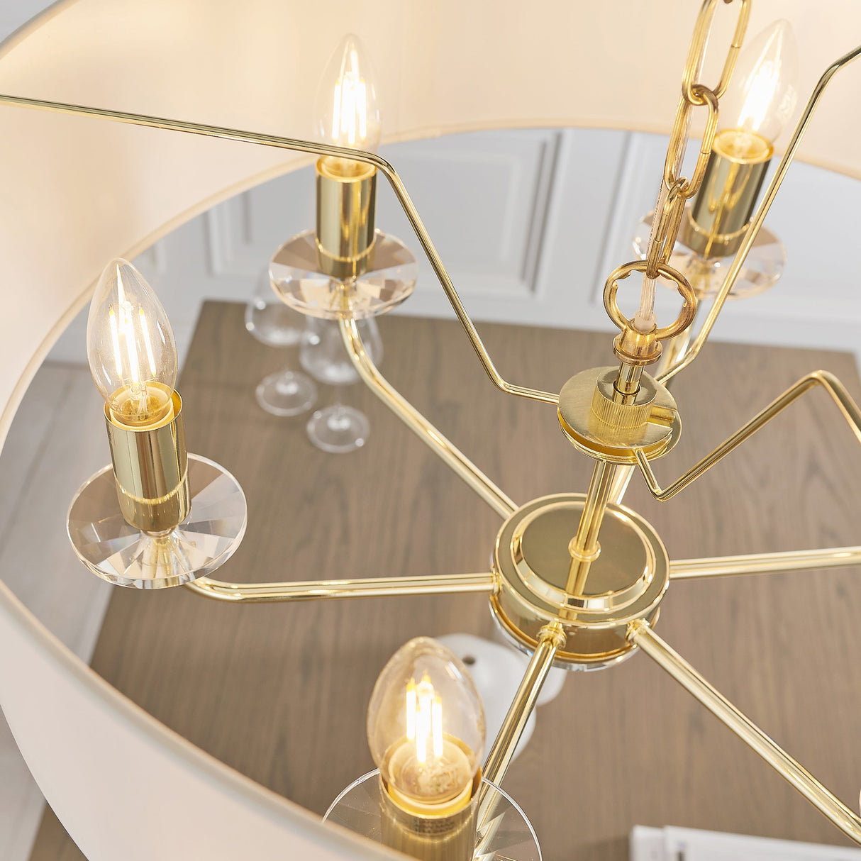 Amos Nixon 6lt Pendant Brass – from Amos Lighting + Home