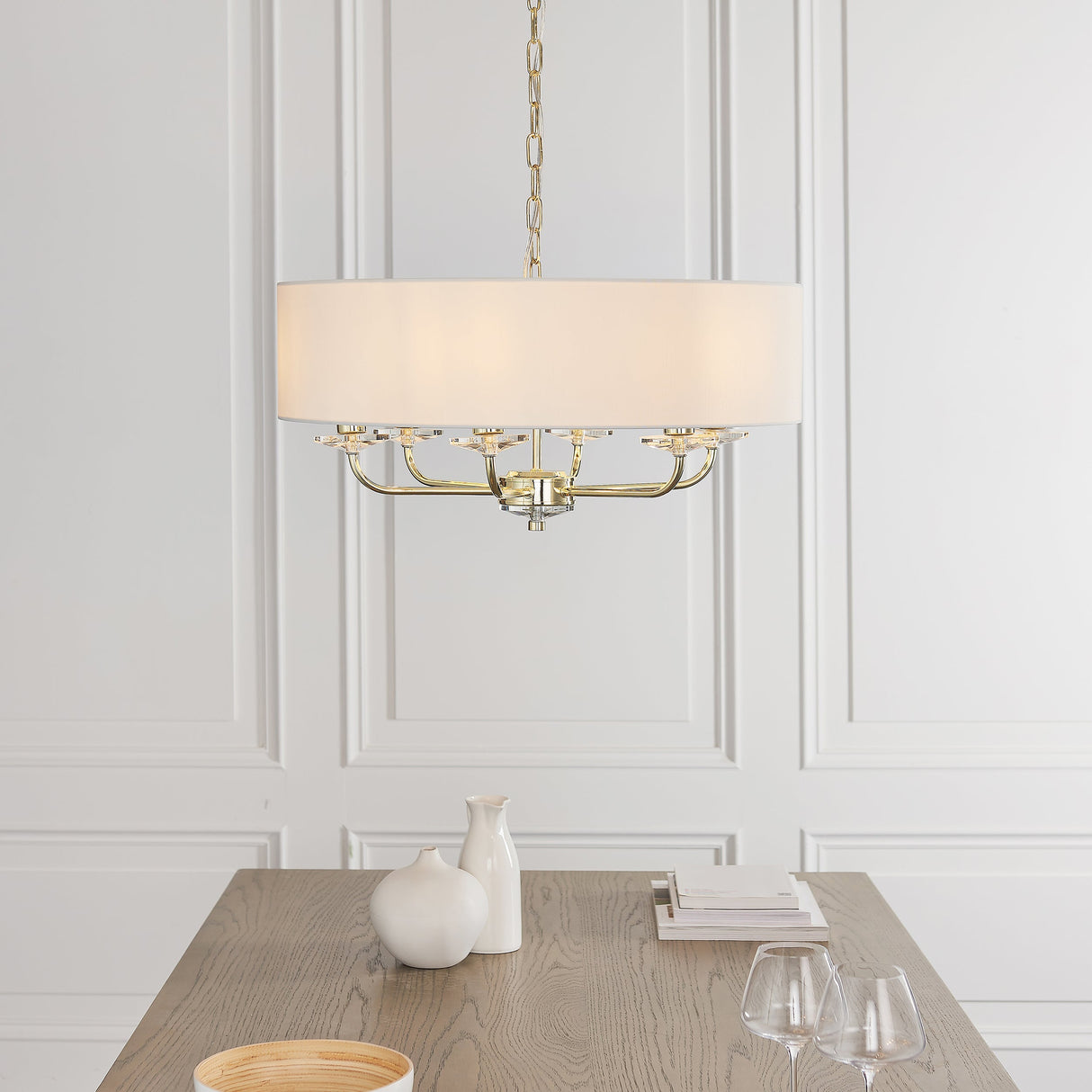 Amos Nixon 6lt Pendant Brass – from Amos Lighting + Home