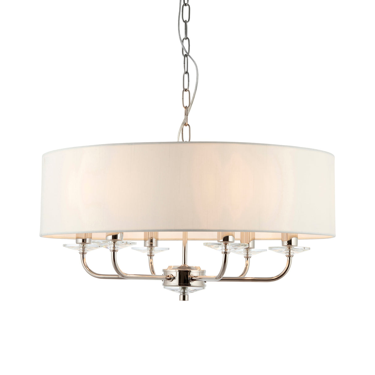 Amos Nixon 6lt Pendant Bright Nickel – from Amos Lighting + Home