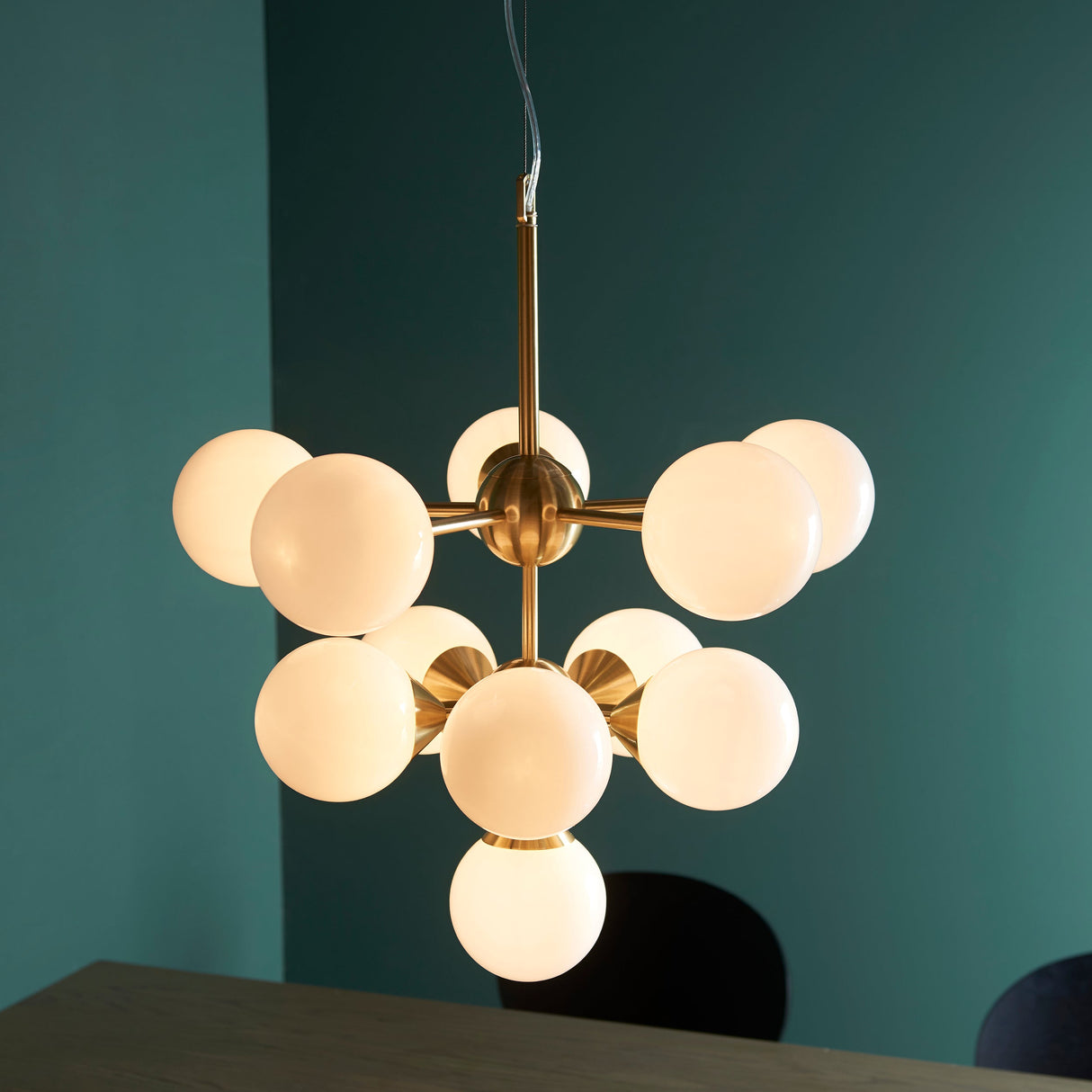Amos Oscar 11 Light Modern Chandelier Satin Brass – from Amos Lighting + Home