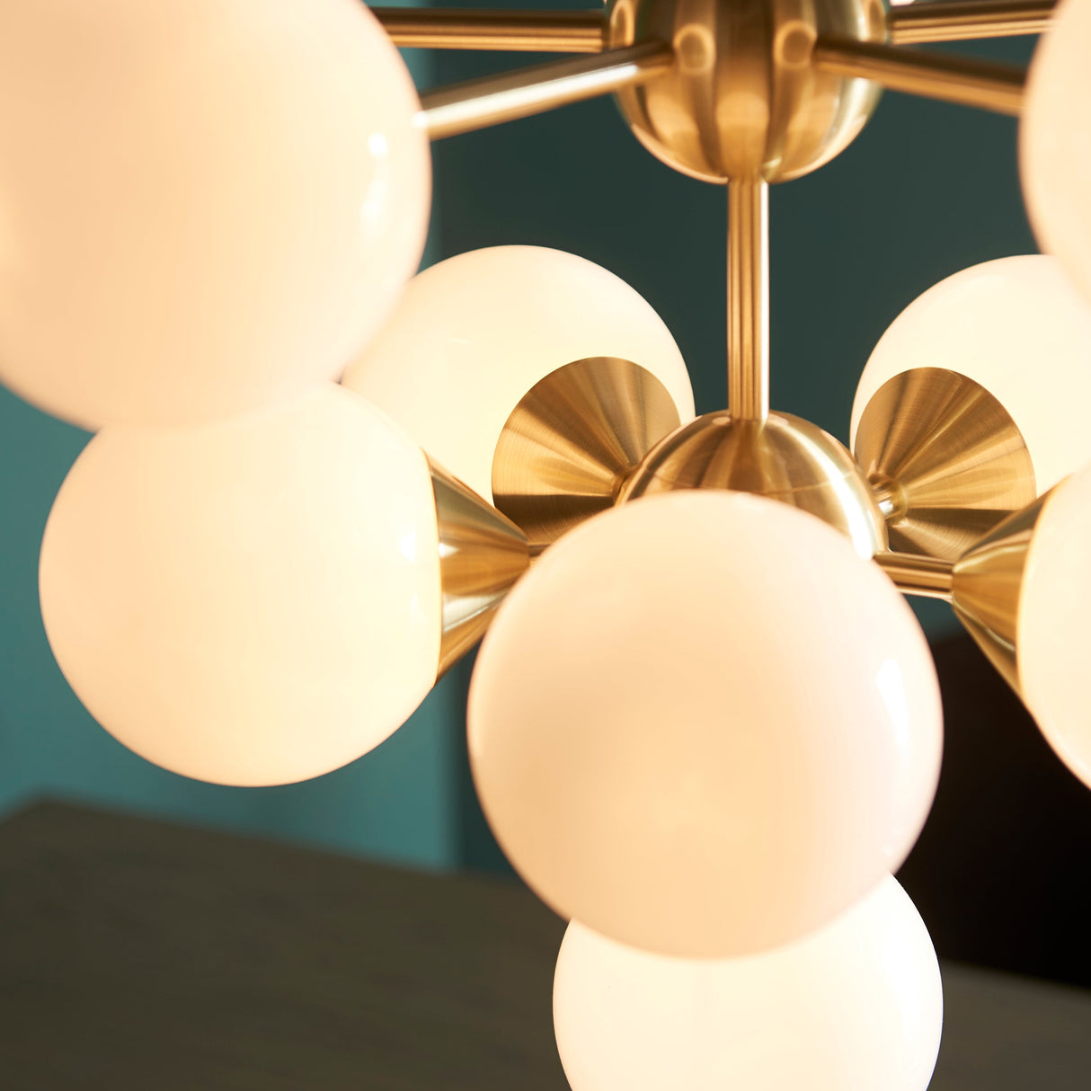 Amos Oscar 11 Light Modern Chandelier Satin Brass – from Amos Lighting + Home