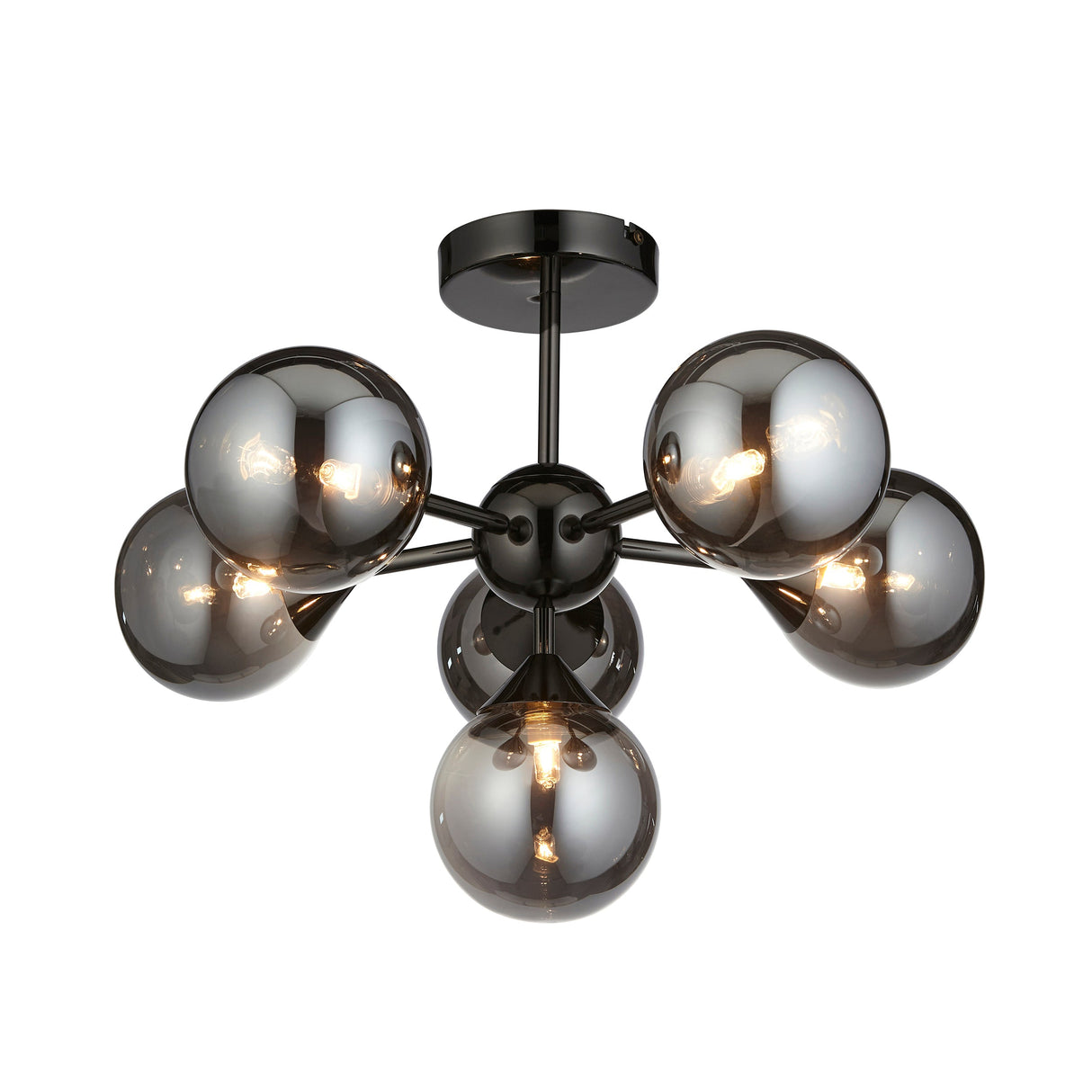 Amos Oscar 6lt Semi Flush Black chrome & Smoked Glass – from Amos Lighting + Home