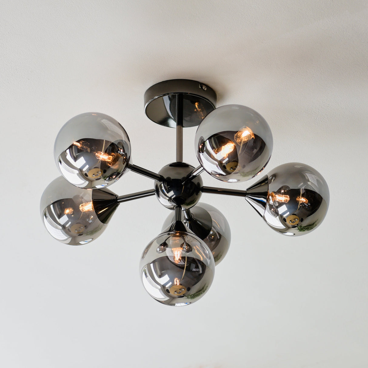 Amos Oscar 6lt Semi Flush Black chrome & Smoked Glass – from Amos Lighting + Home