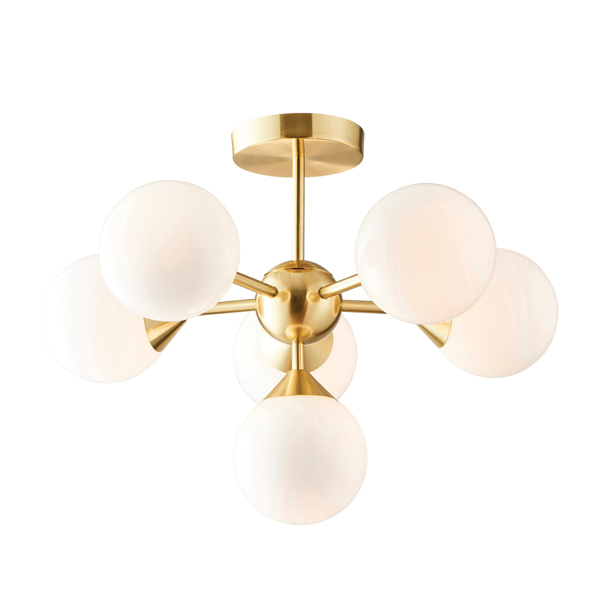 Amos Oscar 6lt Semi flush Satin Brass – from Amos Lighting + Home