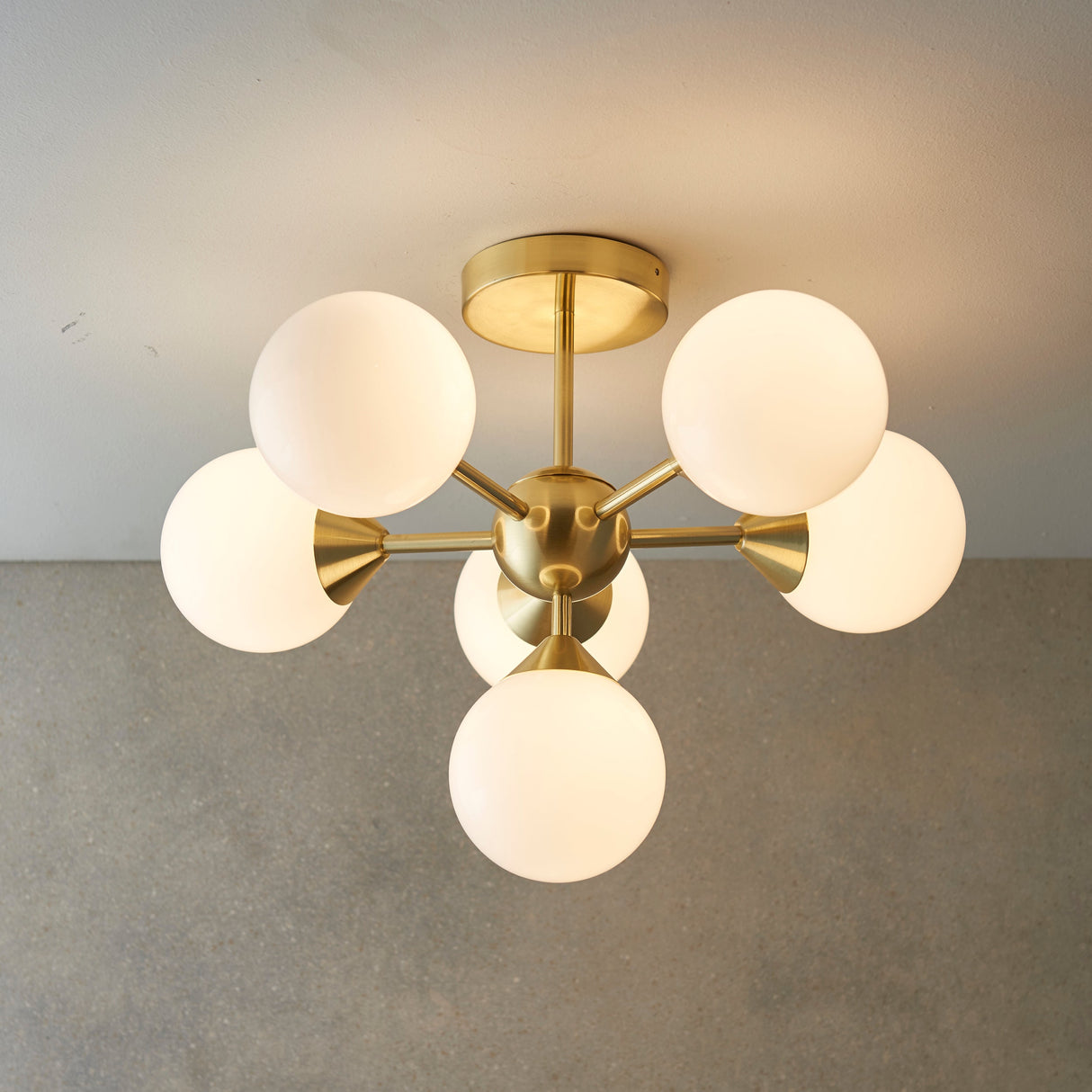 Amos Oscar 6lt Semi flush Satin Brass – from Amos Lighting + Home