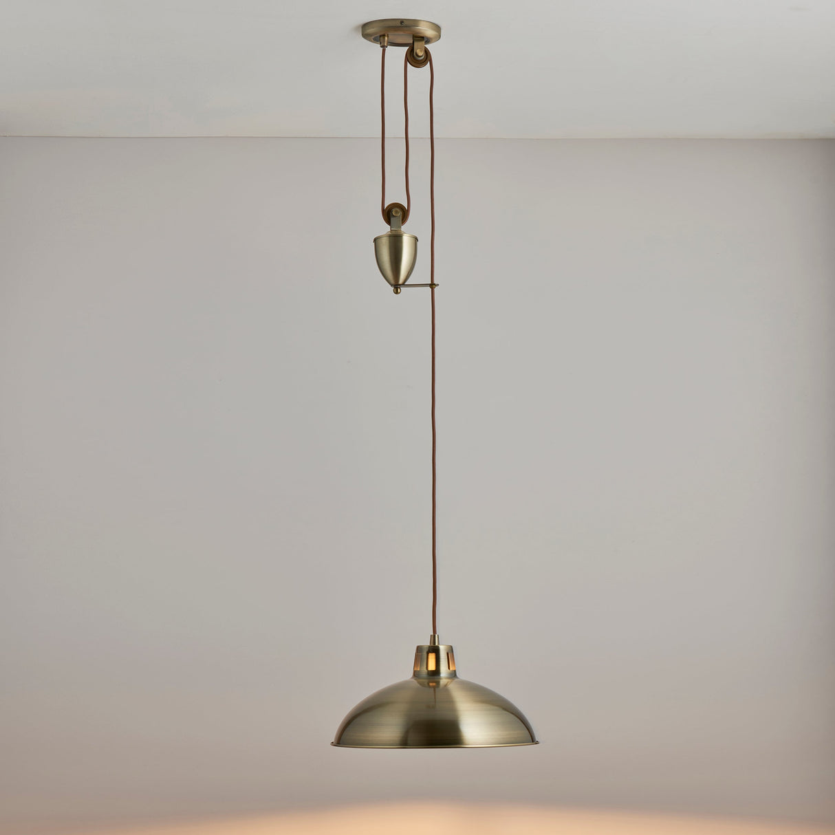 Endon Polka Rise & Fall Pendant Antique Brass – from Amos Lighting + Home