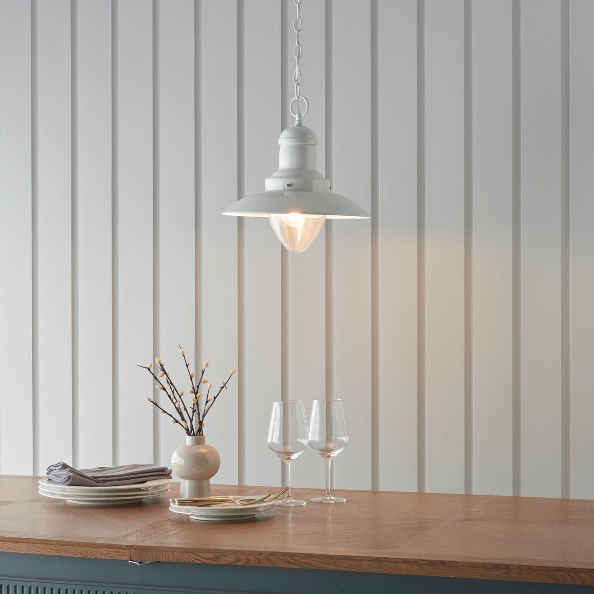 Amos Polperro Nautical Pendant Cream Gloss – from Amos Lighting + Home