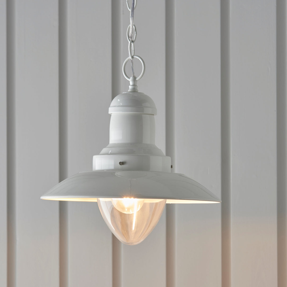 Amos Polperro Nautical Pendant Cream Gloss – from Amos Lighting + Home