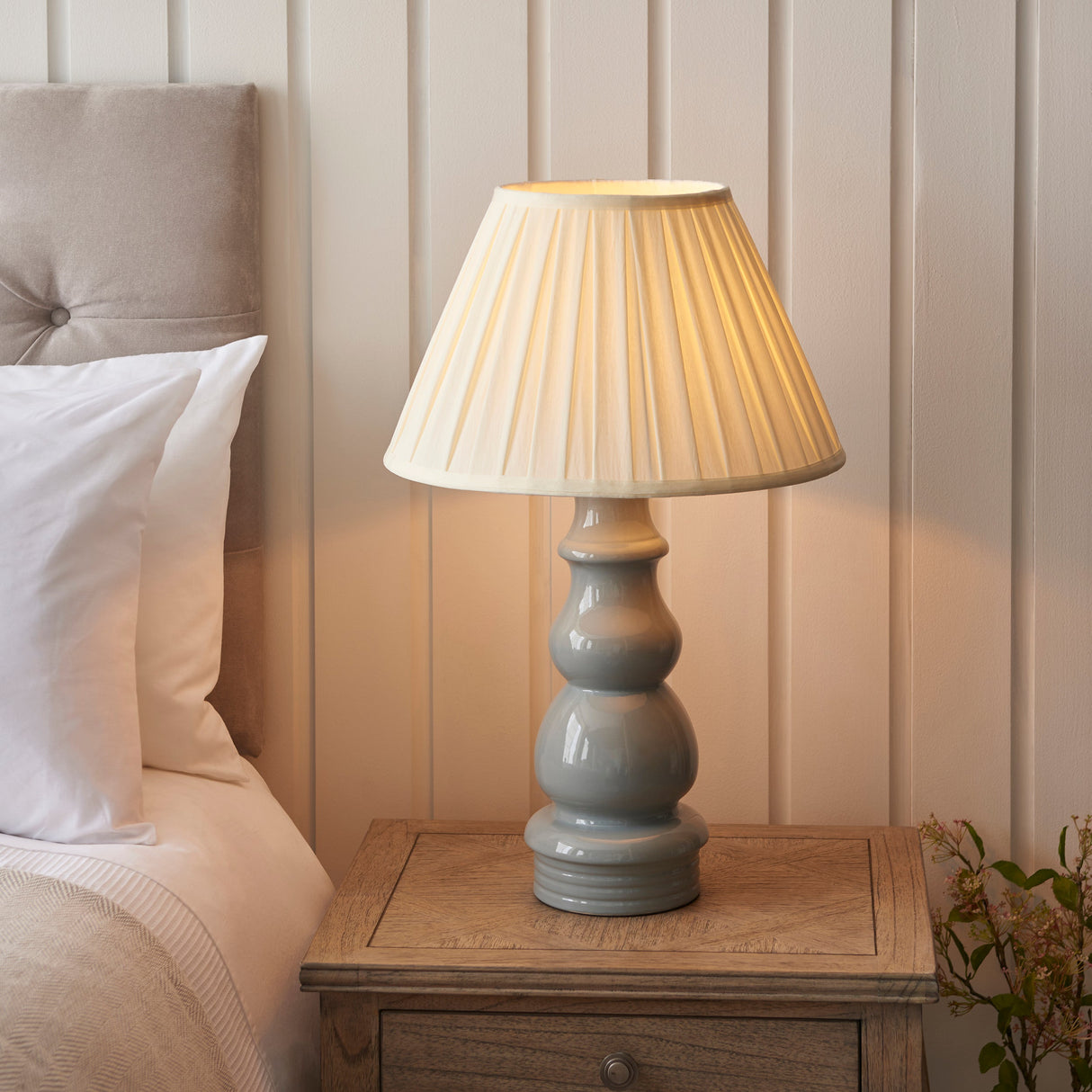 Amos Provence Table Lamp Base Ceramic Pale Grey – from Amos Lighting + Home