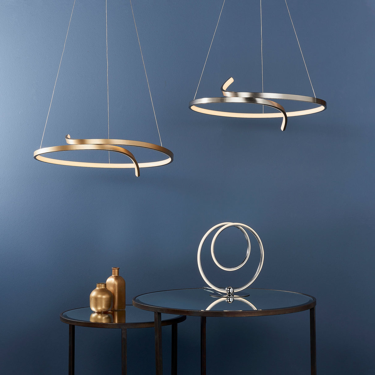 Amos Rafe LED Pendant Matt Brushed Gold – from Amos Lighting + Home