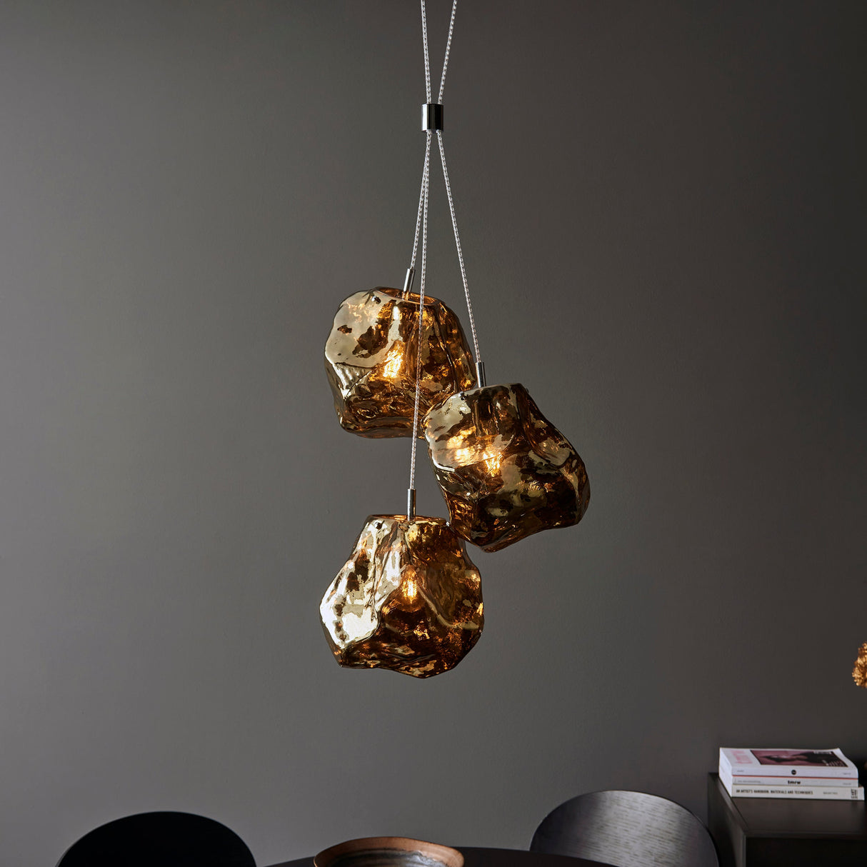 Amos Rock 3lt Pendant Cluster Bronze – from Amos Lighting + Home