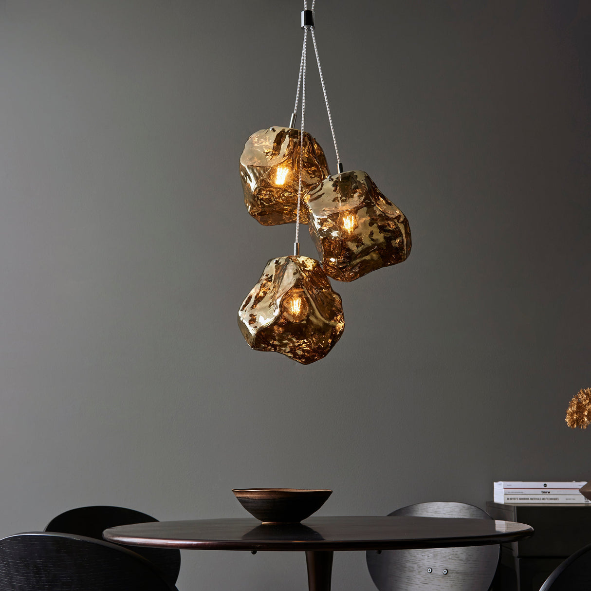 Amos Rock 3lt Pendant Cluster Bronze – from Amos Lighting + Home
