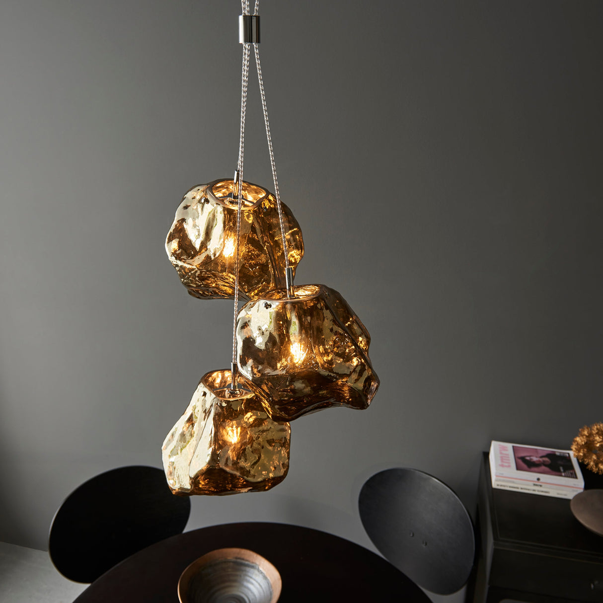 Amos Rock 3lt Pendant Cluster Bronze – from Amos Lighting + Home
