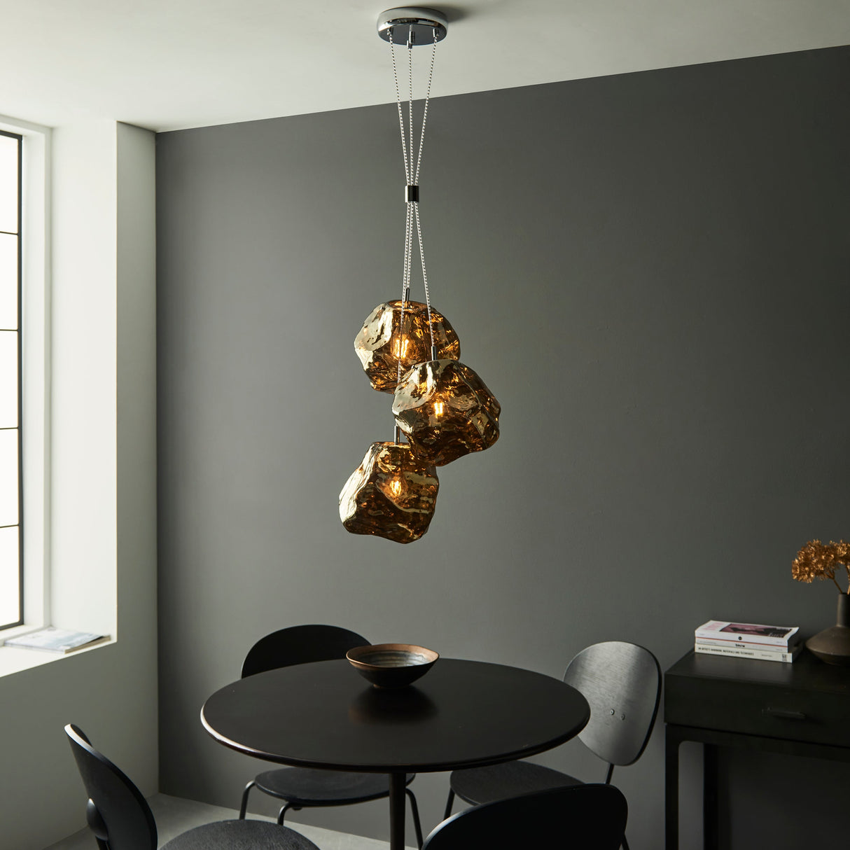 Amos Rock 3lt Pendant Cluster Bronze – from Amos Lighting + Home