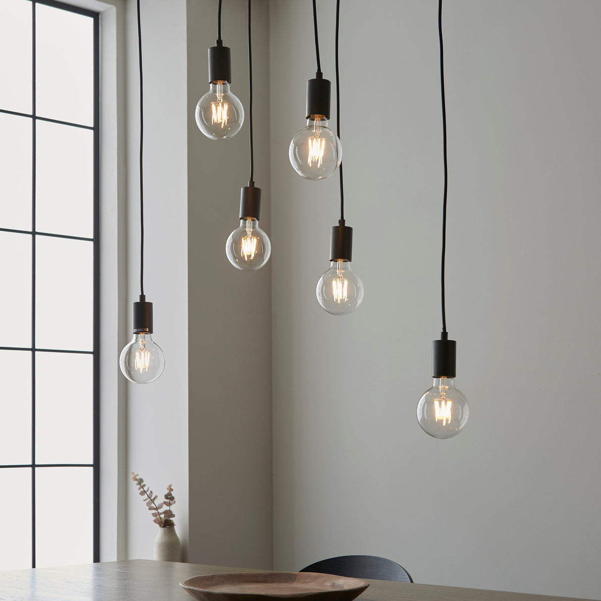Amos Stellan 6lt Bar Pendant Natural Wood & Anthracite – from Amos Lighting + Home