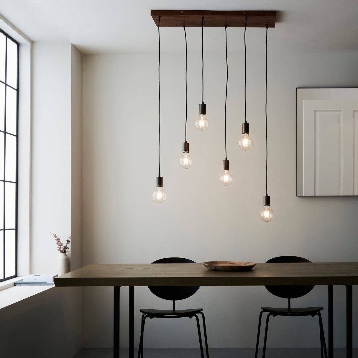 Amos Stellan 6lt Bar Pendant Natural Wood & Anthracite – from Amos Lighting + Home