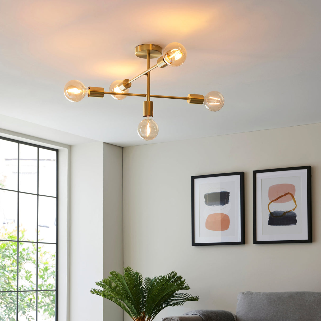 Amos Studio 5lt Semi flush Brushed Brass – from Amos Lighting + Home