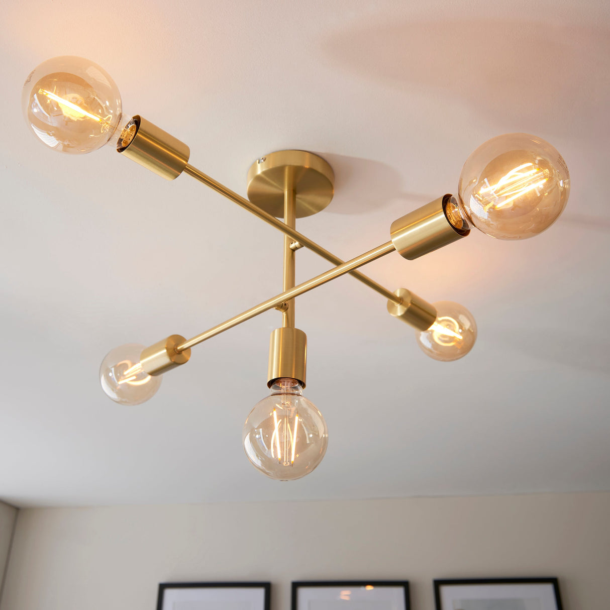 Amos Studio 5lt Semi flush Brushed Brass – from Amos Lighting + Home