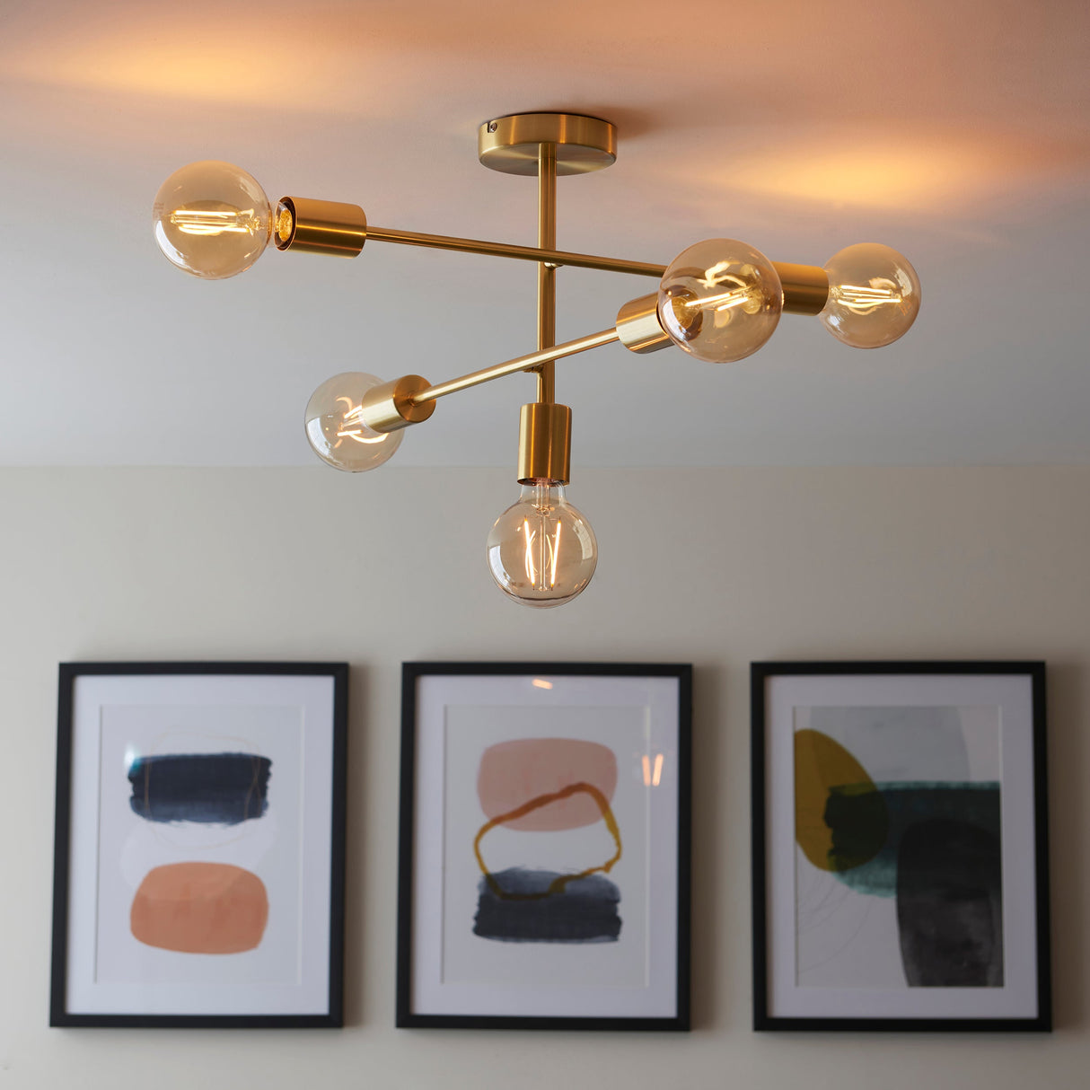 Amos Studio 5lt Semi flush Brushed Brass – from Amos Lighting + Home