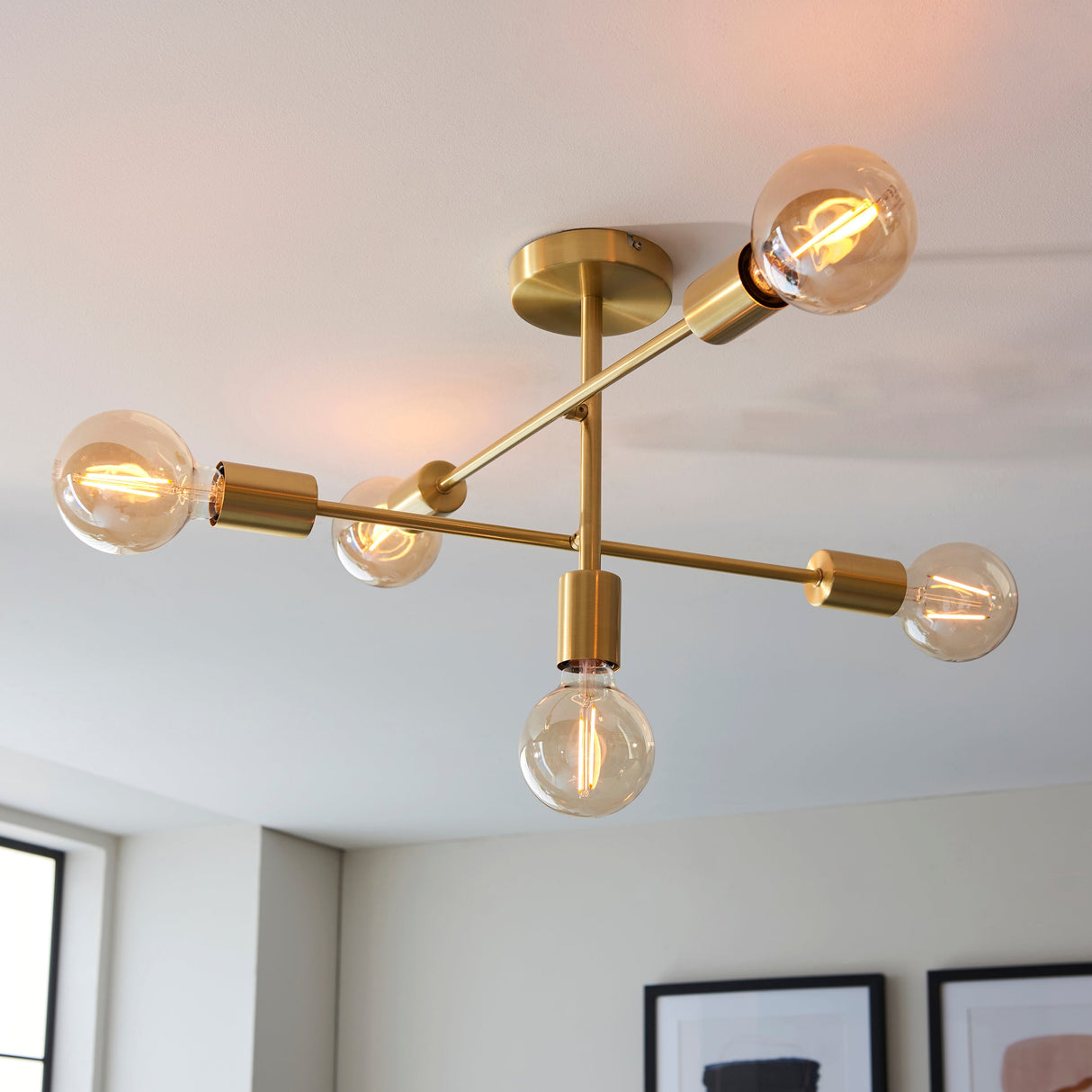 Amos Studio 5lt Semi flush Brushed Brass – from Amos Lighting + Home