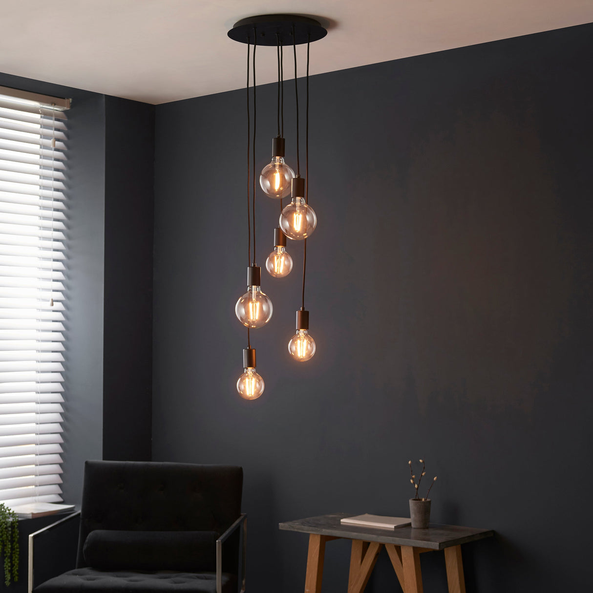 Amos Studio 6lt Cascade Pendant Black – from Amos Lighting + Home