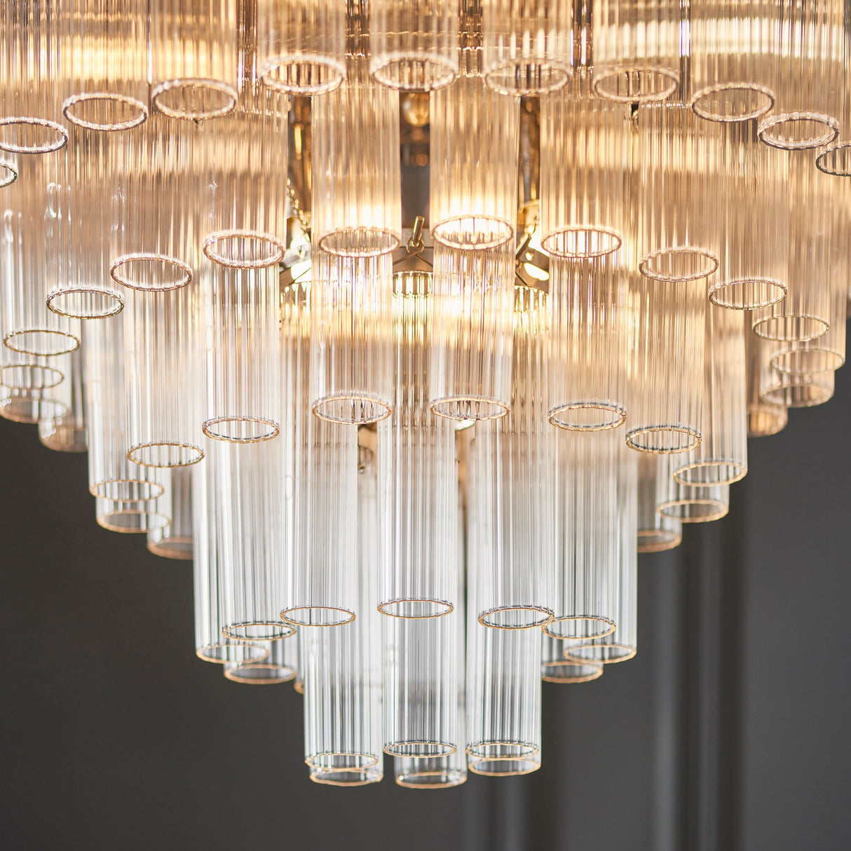 Amos Toulouse Chandelier Bright Nickel & Ribbed Glass – from Amos Lighting + Home