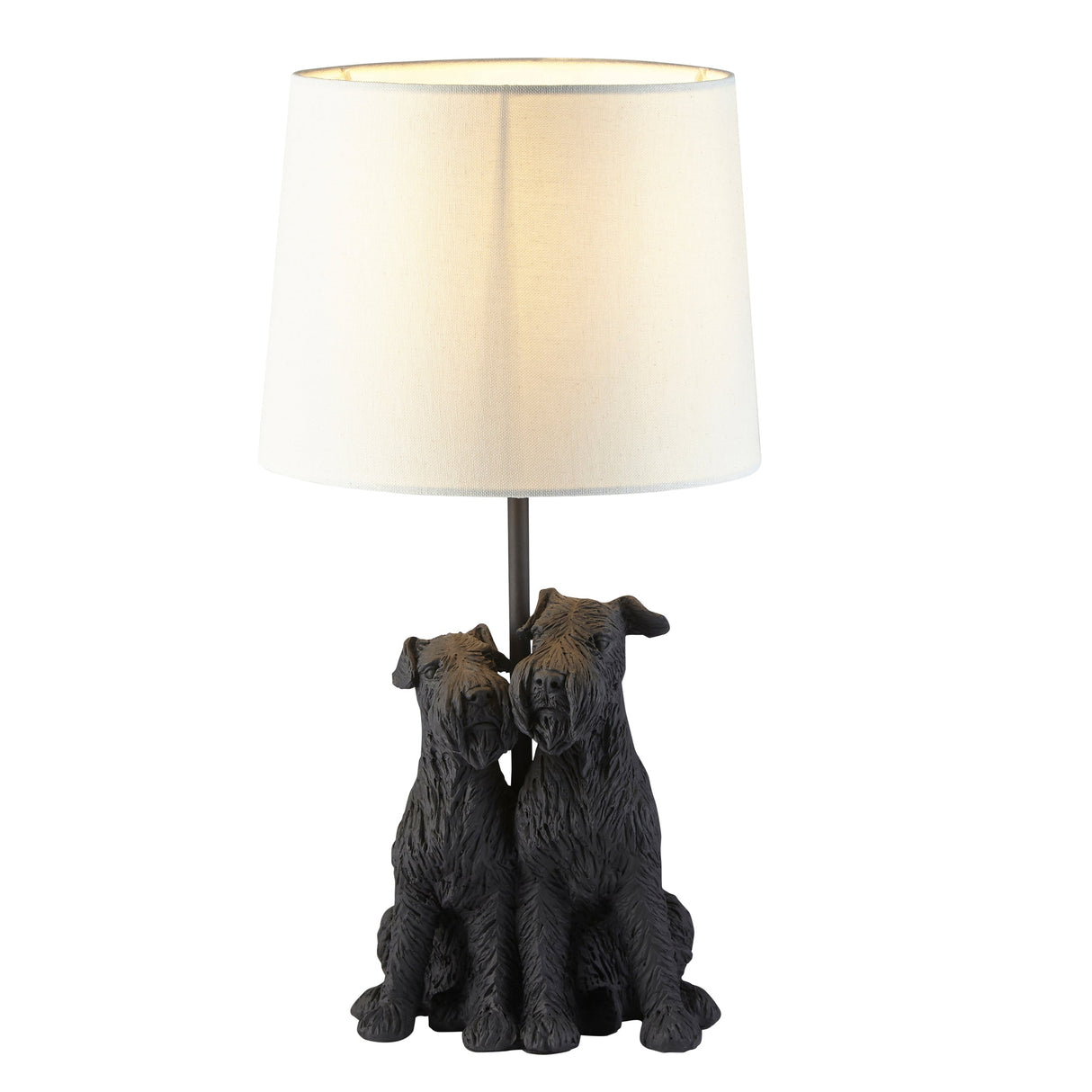 Amos Westie Table Lamp Matt Black & Linen Shade – from Amos Lighting + Home