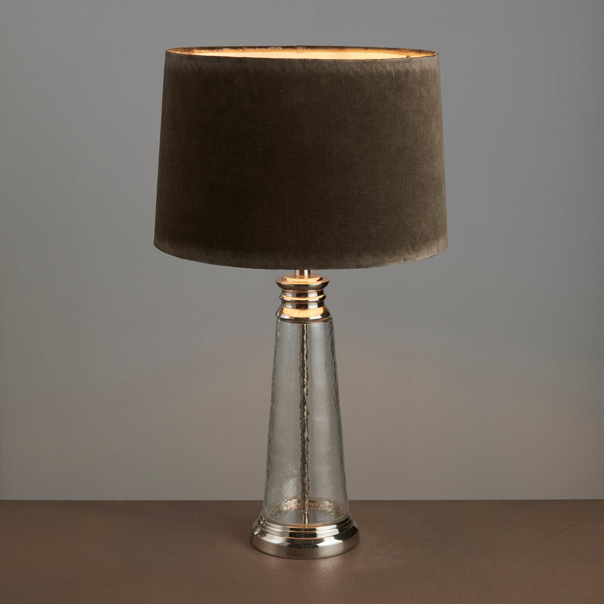 Endon Winslet Table Lamp Grey Velvet – from Amos Lighting + Home
