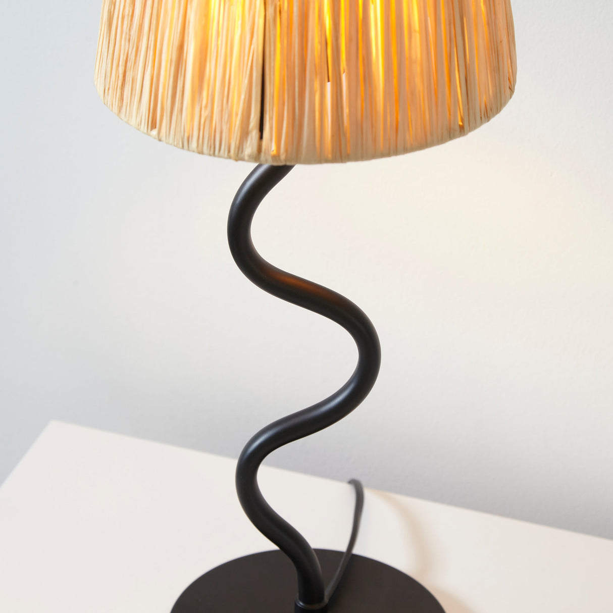 Endon Wriggle Table Lamp with Natural Raffia Shade – from Amos Lighting + Home