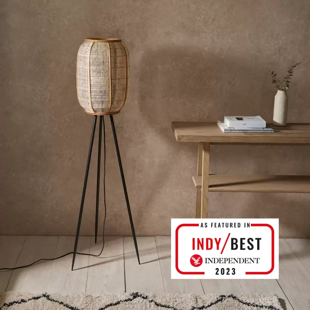 Amos Angarrack Bamboo Linen Floor Lamp – from Amos Lighting + Home