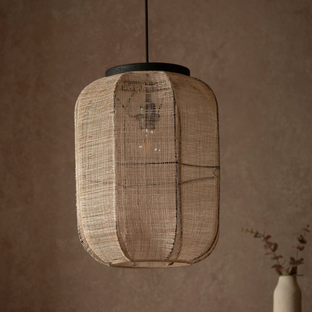 Amos Angarrack Bamboo Linen Pendant Light Rectangle – from Amos Lighting + Home
