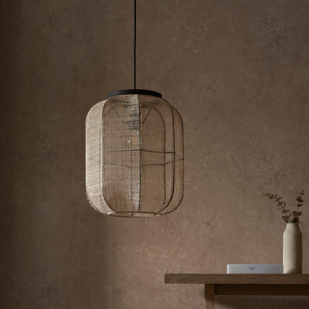 Amos Angarrack Bamboo Linen Pendant Light Rectangle – from Amos Lighting + Home